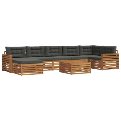 vidaXL Zunanja garnitura za sedenje 8 pcs Naravna in antracitna