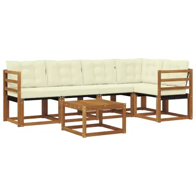 vidaXL Zunanja garnitura za sedenje z blazino 6 pcs Naravna in smetana