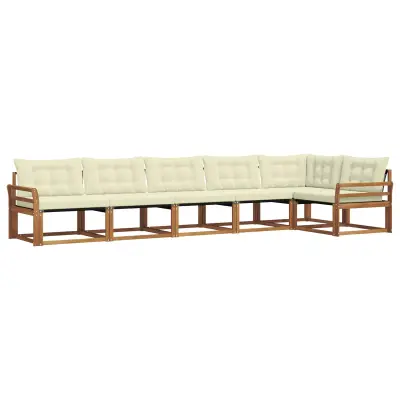 vidaXL Zunanja garnitura za sedenje z blazino 6 pcs Naravna in smetana