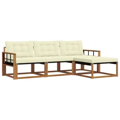 vidaXL Zunanja garnitura za sedenje z blazino 4 pcs Naravna in smetana