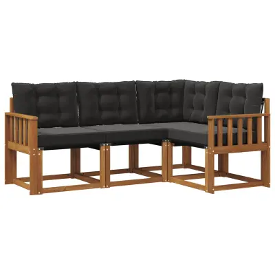 vidaXL Zunanja garnitura za sedenje z blazino 4 pcs Naravna in črna
