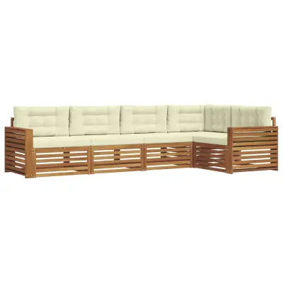 vidaXL Zunanja garnitura za sedenje z blazino 5 pcs Naravna in smetana