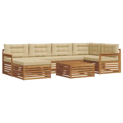 vidaXL Zunanja garnitura za sedenje z blazino 7 pcs Naravna in bež