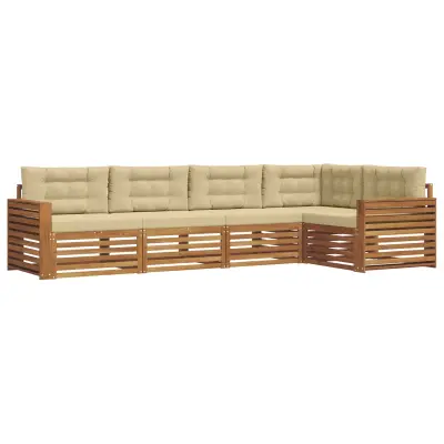 vidaXL Zunanja garnitura za sedenje z blazino 5 pcs Naravna in bež