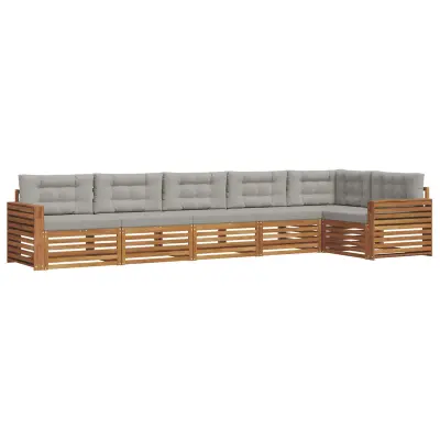 vidaXL Zunanja garnitura za sedenje 6 pcs Naravna in svetlo siva