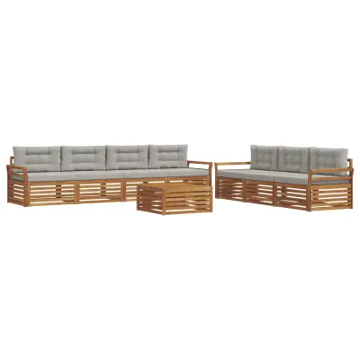 vidaXL Zunanja garnitura za sedenje 8 pcs Naravna in svetlo siva