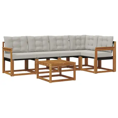 vidaXL Zunanja garnitura za sedenje 6 pcs Naravna in svetlo siva