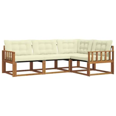 vidaXL Zunanja garnitura za sedenje z blazino 4 pcs Naravna in smetana