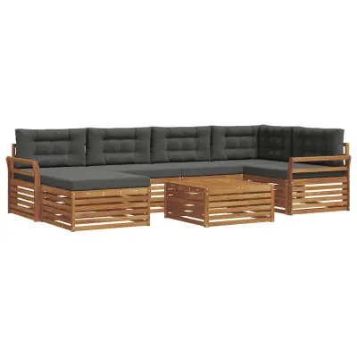 vidaXL Zunanja garnitura za sedenje 7 pcs Naravna in antracitna