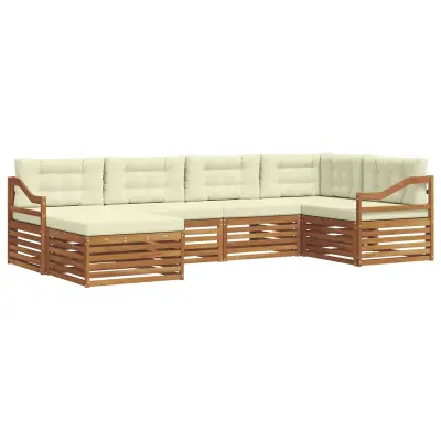 vidaXL Zunanja garnitura za sedenje z blazino 6 pcs Naravna in smetana