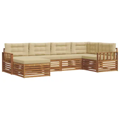 vidaXL Zunanja garnitura za sedenje z blazino 6 pcs Naravna in bež