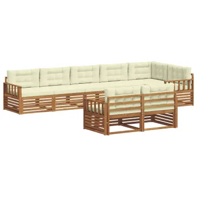 vidaXL Zunanja garnitura za sedenje z blazino 8 pcs Naravna in smetana