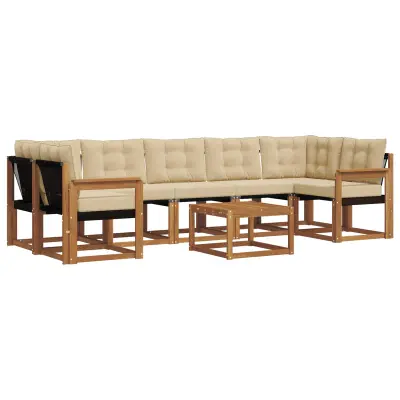 vidaXL Zunanja garnitura za sedenje z blazino 8 pcs Naravna in bež