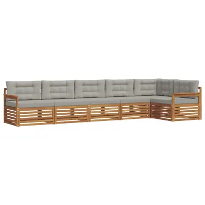 vidaXL Zunanja garnitura za sedenje 6 pcs Naravna in svetlo siva
