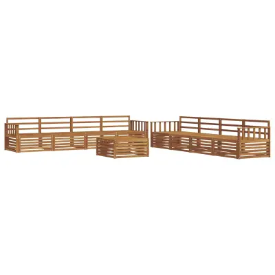 vidaXL Zunanja garnitura za sedenje 9 pcs Naravna Masiven les akacije