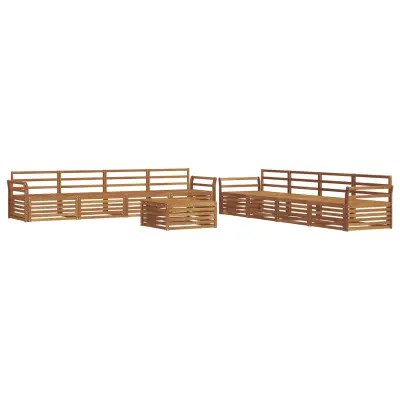 vidaXL Zunanja garnitura za sedenje 9 pcs Naravna Masiven les akacije