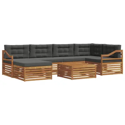 vidaXL Zunanja garnitura za sedenje 7 pcs Naravna in antracitna