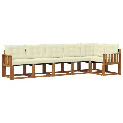 vidaXL Zunanja garnitura za sedenje z blazino 6 pcs Naravna in smetana