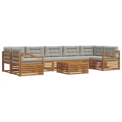 vidaXL Zunanja garnitura za sedenje 8 pcs Naravna in svetlo siva