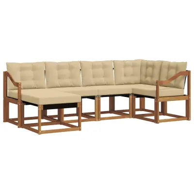 vidaXL Zunanja garnitura za sedenje z blazino 6 pcs Naravna in bež