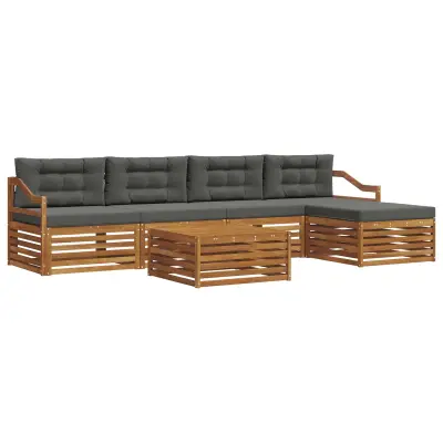 vidaXL Zunanja garnitura za sedenje 6 pcs Naravna in antracitna