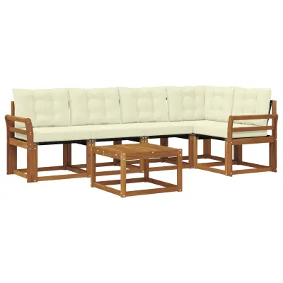 vidaXL Zunanja garnitura za sedenje z blazino 6 pcs Naravna in smetana