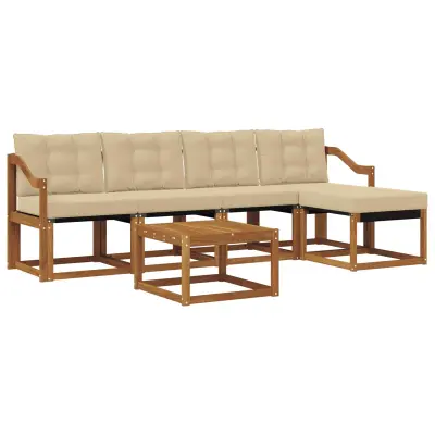 vidaXL Zunanja garnitura za sedenje z blazino 6 pcs Naravna in bež