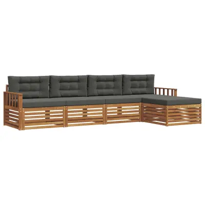 vidaXL Zunanja garnitura za sedenje 5 pcs Naravna in antracitna