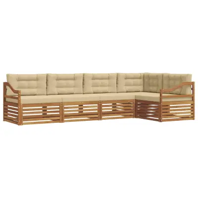 vidaXL Zunanja garnitura za sedenje z blazino 5 pcs Naravna in bež