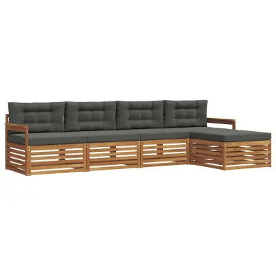 vidaXL Zunanja garnitura za sedenje 5 pcs Naravna in antracitna