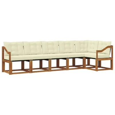 vidaXL Zunanja garnitura za sedenje z blazino 6 pcs Naravna in smetana