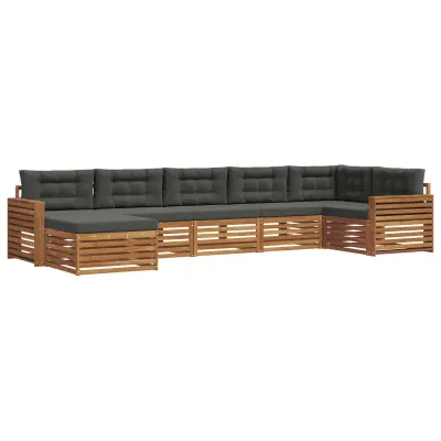 vidaXL Zunanja garnitura za sedenje 7 pcs Naravna in antracitna