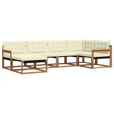 vidaXL Zunanja garnitura za sedenje z blazino 6 pcs Naravna in smetana