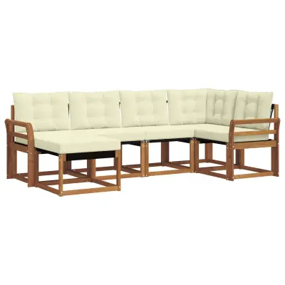 vidaXL Zunanja garnitura za sedenje z blazino 6 pcs Naravna in smetana