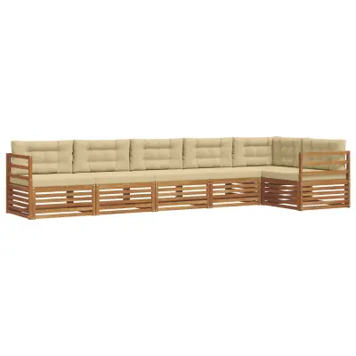 vidaXL Zunanja garnitura za sedenje z blazino 6 pcs Naravna in bež