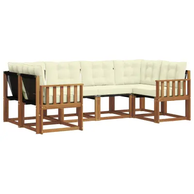 vidaXL Zunanja garnitura za sedenje z blazino 6 pcs Naravna in smetana