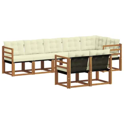 vidaXL Zunanja garnitura za sedenje z blazino 8 pcs Naravna in smetana