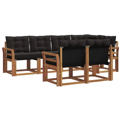 vidaXL Zunanja garnitura za sedenje z blazino 7 pcs Naravna in črna