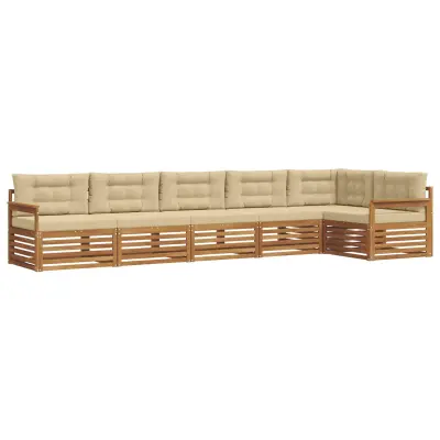vidaXL Zunanja garnitura za sedenje z blazino 6 pcs Naravna in bež