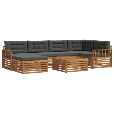 vidaXL Zunanja garnitura za sedenje 7 pcs Naravna in antracitna