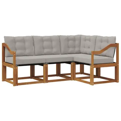 vidaXL Zunanja garnitura za sedenje 4 pcs Naravna in svetlo siva