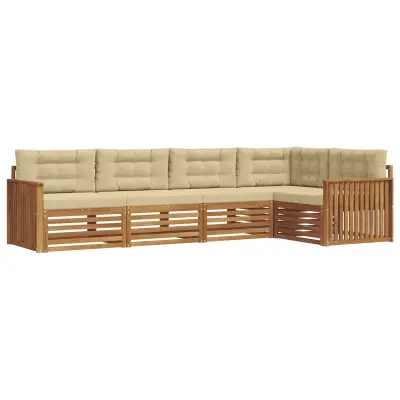 vidaXL Zunanja garnitura za sedenje z blazino 5 pcs Naravna in bež