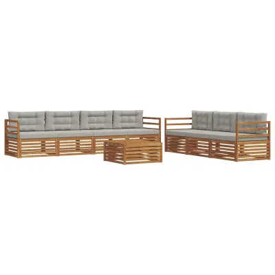 vidaXL Zunanja garnitura za sedenje 8 pcs Naravna in svetlo siva