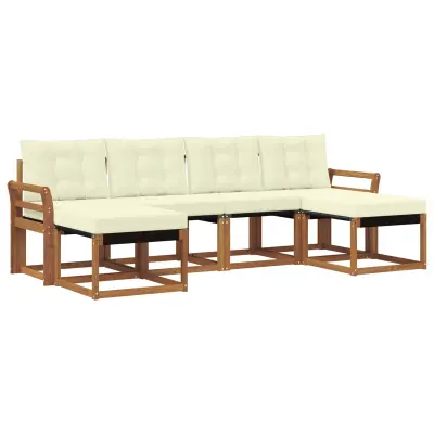 vidaXL Zunanja garnitura za sedenje z blazino 6 pcs Naravna in smetana