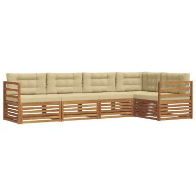 vidaXL Zunanja garnitura za sedenje z blazino 5 pcs Naravna in bež