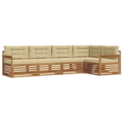 vidaXL Zunanja garnitura za sedenje z blazino 5 pcs Naravna in bež
