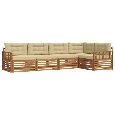 vidaXL Zunanja garnitura za sedenje z blazino 5 pcs Naravna in bež