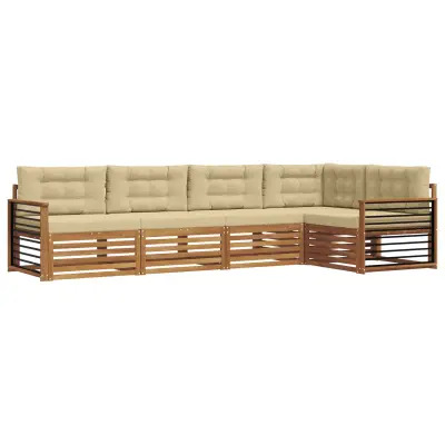 vidaXL Zunanja garnitura za sedenje z blazino 5 pcs Naravna in bež