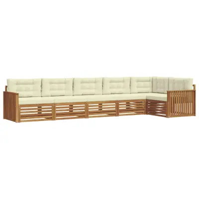 vidaXL Zunanja garnitura za sedenje z blazino 6 pcs Naravna in smetana