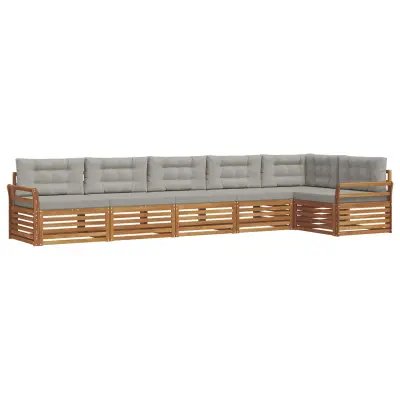 vidaXL Zunanja garnitura za sedenje 6 pcs Naravna in svetlo siva
